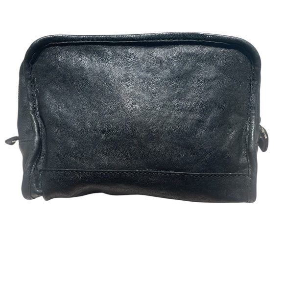 Fossil Black Leather Unisex Travel Pouch, Toiletry Bag, Cosmetic Case - Picture 2 of 8